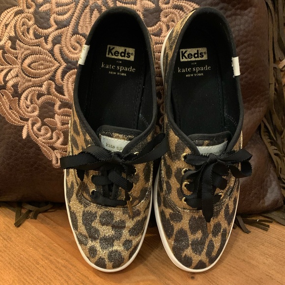 EUC Keds x Kate Spade New York Champion Glitter Leopard Sneaker Size 6.5 - Picture 2 of 10